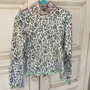 Jetset Apres ski Leopard Print Turtleneck small